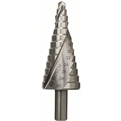 Broca escalonada HSS Bosch - 6-30mm, 93,5mm Comprimento Broca escalonada HSS Bosch - 6-30mm, 93,5mm Comprimento