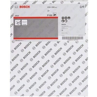 Bosch J410 Feuille abrasive - 230x280mm, Grain 100 - Métal - Publicité Bosch J410 Feuille abrasive - 230x280mm, Grain 100 - Métal - Publicité