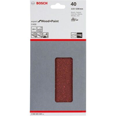 Bosch 2608605584 - Sandpaper Sheets - 115x230mm, 40/60 Grit Bosch 2608605584 - Sandpaper Sheets - 115x230mm, 40/60 Grit