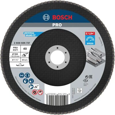 Bosch X571 Flapskiva för Metall - 180mm, G40, Fiber, Vinklad Bosch X571 Flapskiva för Metall - 180mm, G40, Fiber, Vinklad