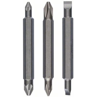 Conjunto de 3 pontas de chave de fenda BOSCH duplas PH1 - PZ1 - S 0,6X4,5, PH2 - PZ2 - S 1,0X5,5, 60 mm Conjunto de 3 pontas de chave de fenda BOSCH duplas PH1 - PZ1 - S 0,6X4,5, PH2 - PZ2 - S 1,0X5,5, 60 mm