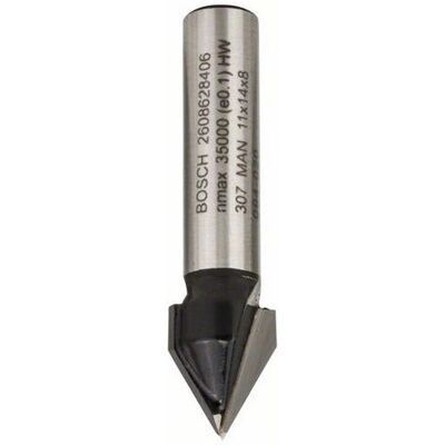 Fresa em V Bosch - 8mm, 11mm, 45mm - Ferramenta para gravação em madeira Fresa em V Bosch - 8mm, 11mm, 45mm - Ferramenta para gravação em madeira
