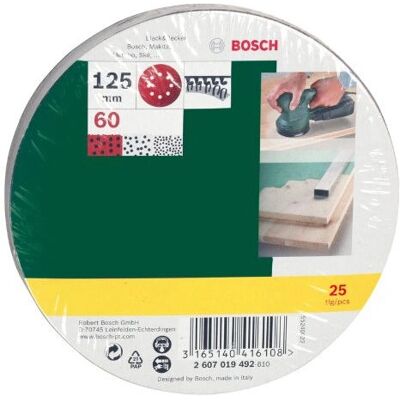 Set di 25 fogli abrasivi Bosch 2607019492 per levigatrice orbitale Set di 25 fogli abrasivi Bosch 2607019492 per levigatrice orbitale