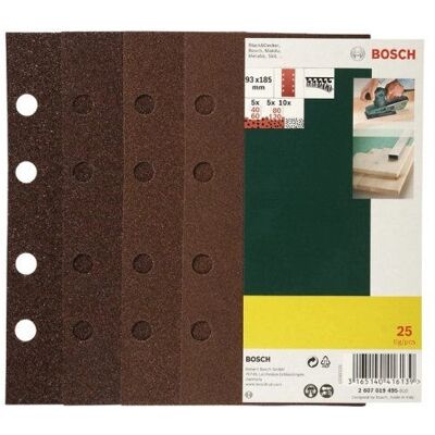 Bosch 2607019495 Orbital Sander Abrasive Sheets Set - 25 pcs Bosch 2607019495 Orbital Sander Abrasive Sheets Set - 25 pcs
