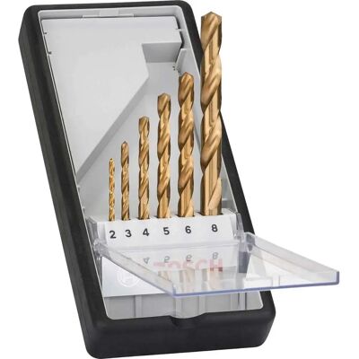 Set de burghie Bosch Professional pentru metal - 6 piese, TiN, 135° Set de burghie Bosch Professional pentru metal - 6 piese, TiN, 135°
