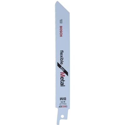 Bosch Silver Bi-metal Sabre Saw Blade S922 EF - Metal Cutting - 150mm Bosch Silver Bi-metal Sabre Saw Blade S922 EF - Metal Cutting - 150mm