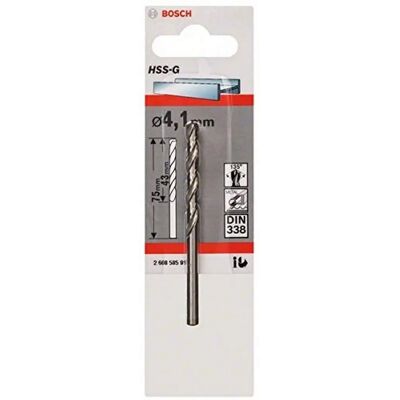 Bosch Modèle 2608585917 Foret spiral pour métal - 4.1mm, 75mm, DIN 338 - Publicité Bosch Modèle 2608585917 Foret spiral pour métal - 4.1mm, 75mm, DIN 338 - Publicité
