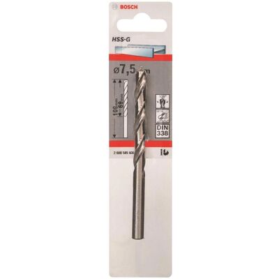 Furadeira Bosch 2608585930 HSS Metal - Espiral 7,5mm - Máxima Precisão Furadeira Bosch 2608585930 HSS Metal - Espiral 7,5mm - Máxima Precisão