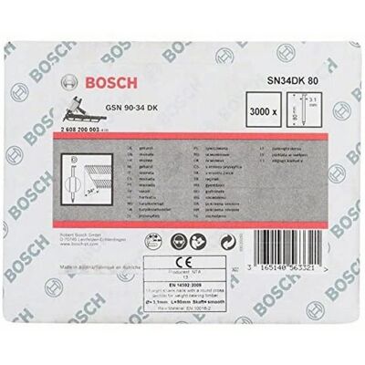 Clous Bosch SN34DK 80 Tête D - Usage intérieur - 3,1x80mm - Publicité Clous Bosch SN34DK 80 Tête D - Usage intérieur - 3,1x80mm - Publicité