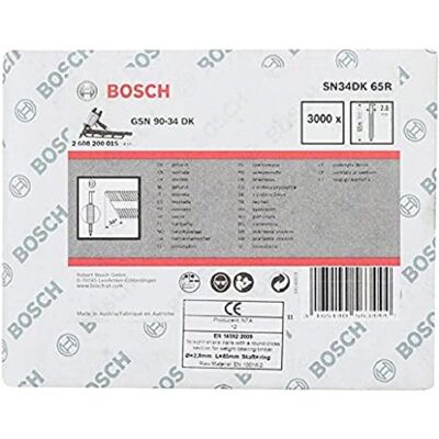 Clous Bosch SN34DK 65R - 65mm, Tête en D, 3000 pièces - Publicité Clous Bosch SN34DK 65R - 65mm, Tête en D, 3000 pièces - Publicité