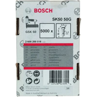 Bosch Model SK50 Verzinkte Platte Kop Nagels - 50mm - Pakket van 5000 Bosch Model SK50 Verzinkte Platte Kop Nagels - 50mm - Pakket van 5000