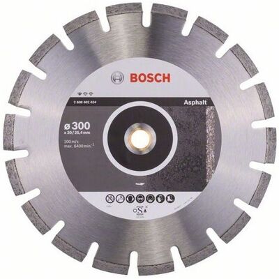 Bosch 2608602624 - Disco da taglio diamantato - 300x20/25mm - Asfalto - Lama circolare Bosch 2608602624 - Disco da taglio diamantato - 300x20/25mm - Asfalto - Lama circolare