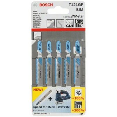 Bosch T 121 GF Bimetall Stichsägeblatt - Metall schneiden Bosch T 121 GF Bimetall Stichsägeblatt - Metall schneiden