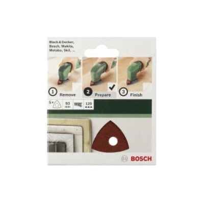 Bosch 2609256A49 Feuilles de papier abrasif delta - Grain 60 - 93mm - Velcro - 5 pièces - Publicité Bosch 2609256A49 Feuilles de papier abrasif delta - Grain 60 - 93mm - Velcro - 5 pièces - Publicité