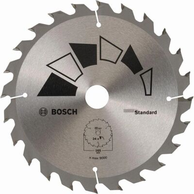 Bosch 2609256B55 - Kreissägeblatt - 24 Zähne - Hartmetallstahl - 165mm - 20/16 Bohrung Bosch 2609256B55 - Kreissägeblatt - 24 Zähne - Hartmetallstahl - 165mm - 20/16 Bohrung