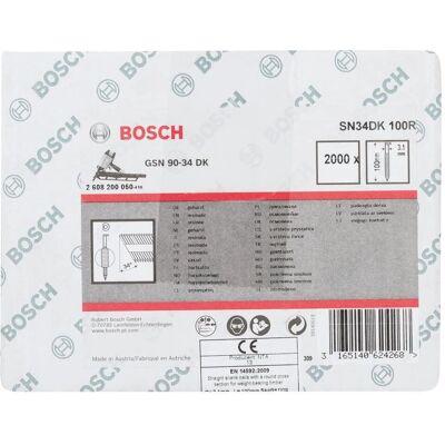 Bosch GSN 100-34 DK Professionale 100 mm Chiodi a Testa D per Interni Bosch GSN 100-34 DK Professionale 100 mm Chiodi a Testa D per Interni