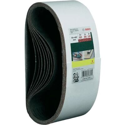 Bosch Zubehör 2607017156 Schleifband-Set - 75x457mm, Körnung 60-100 Bosch Zubehör 2607017156 Schleifband-Set - 75x457mm, Körnung 60-100