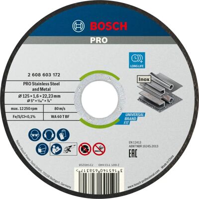 Bosch Modèle 2608603172 - Disque de coupe acier inoxydable et métal - 125mm - Publicité Bosch Modèle 2608603172 - Disque de coupe acier inoxydable et métal - 125mm - Publicité