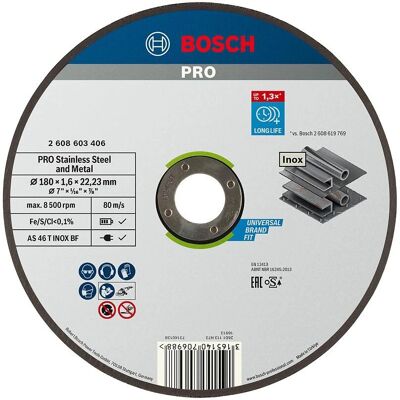 Disque de coupe Bosch Inox - 180mm, 1.6mm - Outil de coupe - Publicité Disque de coupe Bosch Inox - 180mm, 1.6mm - Outil de coupe - Publicité