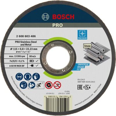 Disque de coupe Bosch Modèle 2608603486 Acier Inoxydable - 115mm - Publicité Disque de coupe Bosch Modèle 2608603486 Acier Inoxydable - 115mm - Publicité