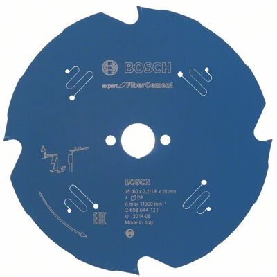 Bosch Modello 160 x 20 x 2,2 mm 4T Lama da sega circolare in fibrocemento Bosch Modello 160 x 20 x 2,2 mm 4T Lama da sega circolare in fibrocemento