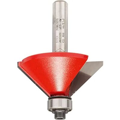 Fresa Expert Bosch - 44mm, 8mm Eje, Chaflán 45°, 61mm Largo Fresa Expert Bosch - 44mm, 8mm Eje, Chaflán 45°, 61mm Largo