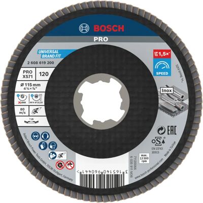 Disco Bosch X-Lock Metallico - Granato di Zirconio - 115mm - G120 - X571 Disco Bosch X-Lock Metallico - Granato di Zirconio - 115mm - G120 - X571