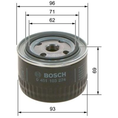 Bosch olejový filtr - 93mm pro Peugeot, Saab, Volvo - Olejový filtr Bosch olejový filtr - 93mm pro Peugeot, Saab, Volvo - Olejový filtr