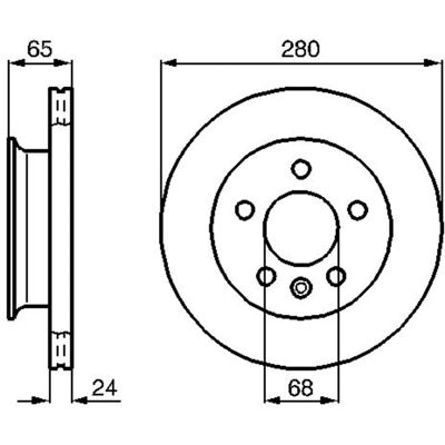 Bosch VW Transporter Bremsscheibe - Belüftet, 280mm, 24mm, 112mm - Bremsscheibe Bosch VW Transporter Bremsscheibe - Belüftet, 280mm, 24mm, 112mm - Bremsscheibe