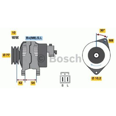 Bosch 3165143221389 Generator - 75A, 80mm drivhjul, vakuumpumpe Bosch 3165143221389 Generator - 75A, 80mm drivhjul, vakuumpumpe