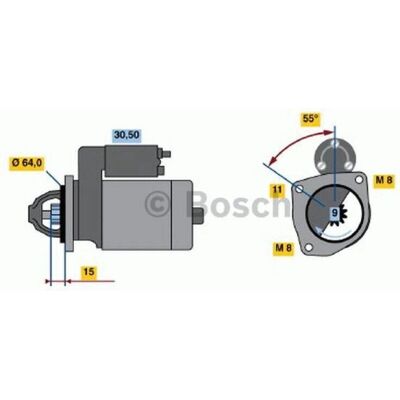 Bosch 0 986 018 880 Startmotor - 12V, 1.1kW, Venstre, Flange 64mm Bosch 0 986 018 880 Startmotor - 12V, 1.1kW, Venstre, Flange 64mm