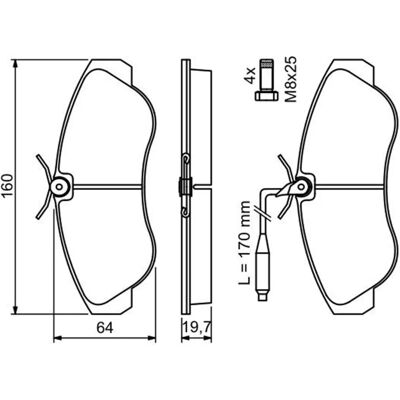 Bosch Bremsbeläge Vorderachse - Low-Metallic, Verschleißsensor, 4 Stück Bosch Bremsbeläge Vorderachse - Low-Metallic, Verschleißsensor, 4 Stück