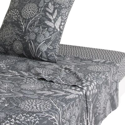 Lenzuolo in lyocell grigio con motivo floreale - Biancheria Lenzuolo in lyocell grigio con motivo floreale - Biancheria