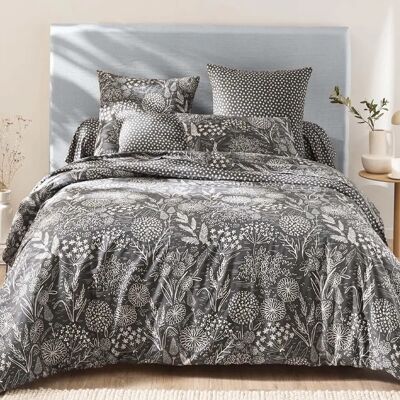 Housse de couette Lyocell Origin - Motif végétal - Gris - 140x200 - Publicité Housse de couette Lyocell Origin - Motif végétal - Gris - 140x200 - Publicité