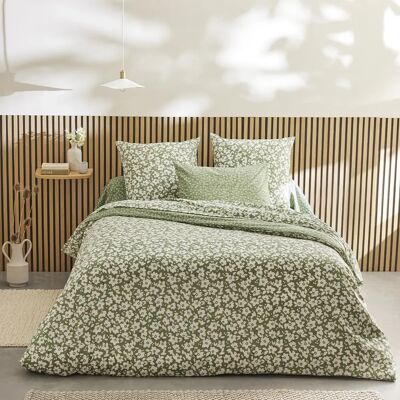 Origin - Housse de couette vert en lyocell à motif floral réversible Origin - Housse de couette vert en lyocell à motif floral réversible