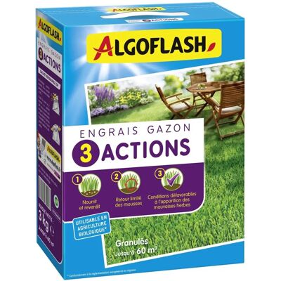 Engrais jardin Algoflash 3 actions - 3 Kg - Publicité Engrais jardin Algoflash 3 actions - 3 Kg - Publicité