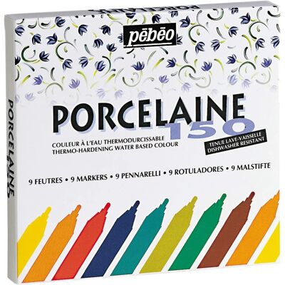 Pebeo Porcelaine 150 Marker-Set - 9 Farben, 1,2 mm Spitze - Keramik-Kunst Pebeo Porcelaine 150 Marker-Set - 9 Farben, 1,2 mm Spitze - Keramik-Kunst