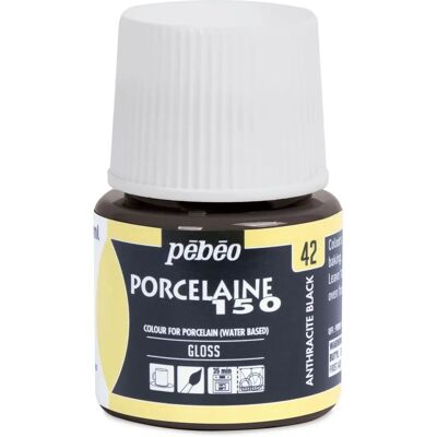 Pebeo 150 Wasserbasierte Porzellan-Glanzfarbe - Anthrazit - 45 ml Pebeo 150 Wasserbasierte Porzellan-Glanzfarbe - Anthrazit - 45 ml