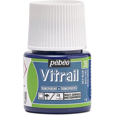 Pebeo Vitrail Himmelblau - Glasfarbe, 45ml, Transparent Pebeo Vitrail Himmelblau - Glasfarbe, 45ml, Transparent