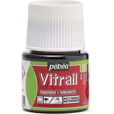 Peinture vitrail transparent Pebeo Rouge 45ml Peinture vitrail transparent Pebeo Rouge 45ml