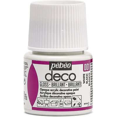 Biała Akrylowa Farba Błyszcząca Pebeo - 45ml Biała Akrylowa Farba Błyszcząca Pebeo - 45ml
