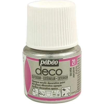 Peinture extérieure Pebeo Deco Outdoor 45ml - Argent - Publicité Peinture extérieure Pebeo Deco Outdoor 45ml - Argent - Publicité