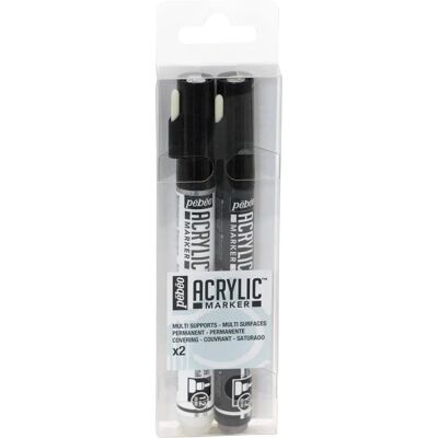 Pébéo Marke Duo Feine Spitze Acrylstifte - Schwarz & Weiß - Acrylmarkierer Pébéo Marke Duo Feine Spitze Acrylstifte - Schwarz & Weiß - Acrylmarkierer