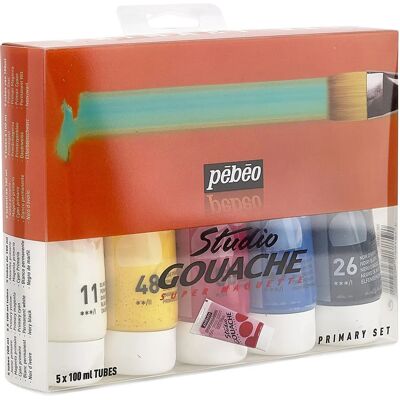 Pebeo Primär Gouache Malset - Wasserbasierte Opaque Farben - 5 x 100ml Pebeo Primär Gouache Malset - Wasserbasierte Opaque Farben - 5 x 100ml