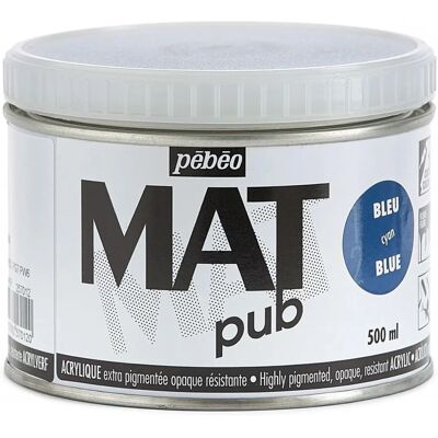 Peinture Acrylique Cyan Bleu Pebeo - Mat Pub, 500ml - Publicité Peinture Acrylique Cyan Bleu Pebeo - Mat Pub, 500ml - Publicité