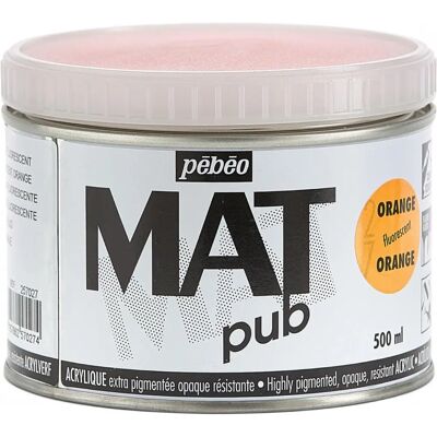 Peinture Acrylique Orange Fluorescente Pebeo - 500ml - Mat - Publicité Peinture Acrylique Orange Fluorescente Pebeo - 500ml - Mat - Publicité