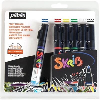 Pébéo Modell Skrib Acrylmarkierer - 6 Farben - Klassisch Pébéo Modell Skrib Acrylmarkierer - 6 Farben - Klassisch