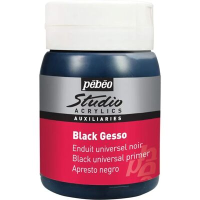 Pebeo Schwarzer Gesso Grundierung - Acryl Gesso Grundierung, Schwarz, 500ml Pebeo Schwarzer Gesso Grundierung - Acryl Gesso Grundierung, Schwarz, 500ml