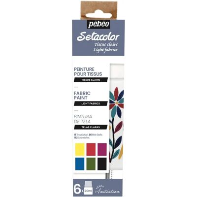 Pebeo Light Fabric Paint Set - 6 Colors - Light Textures Pebeo Light Fabric Paint Set - 6 Colors - Light Textures