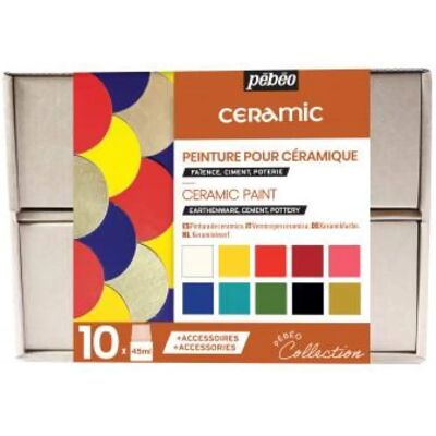 Set di Colori Ceramici Pebeo - Colorati, 10x45ml Set di Colori Ceramici Pebeo - Colorati, 10x45ml